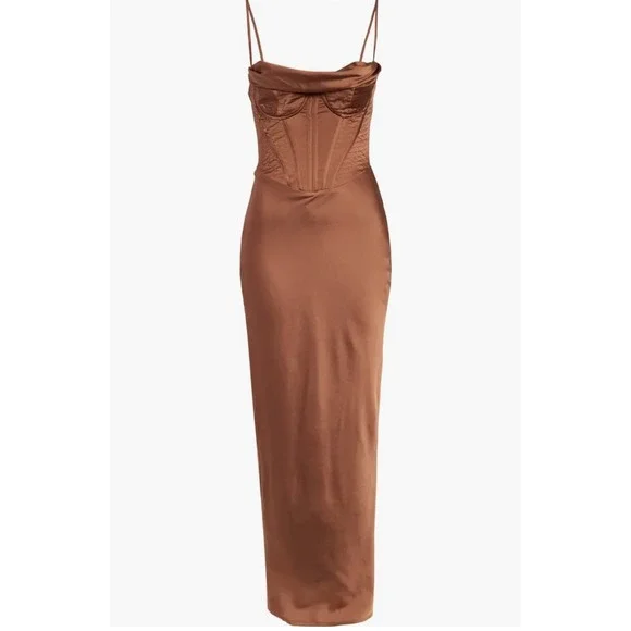 house of cb charmaine dress brown House Of CB Charmaine Corset Maxi Dress Black main image 0